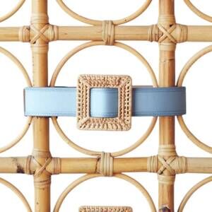 NEW PAMELA MUNSON rattan buckle belt in cornflower